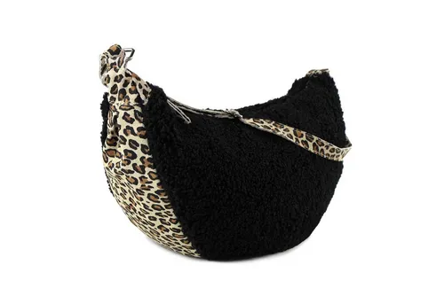 ITALYSHOP24 Schultertasche Made in Italy Damen Teddy Fell Tasche Leo Muster Cross Over Body Bag, Umhängetasche Brusttasche Handytasche Gürteltasche Animal Print Plüsch