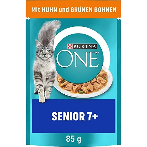 PURINA ONE Senior 7+ Katzenfutter nass, zarte Stückchen in Sauce mit Huhn, 26er Pack (26 x 85g)