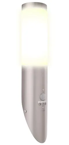 Lunartec Außenleuchte E27: 1-flammige Außen-Wandlampe mit Bewegungssensor, E27, Edelstahl, IP65 (Wandleuchte außen Bewegungsmelder, Fassadenleuchte, Wandhalterung)