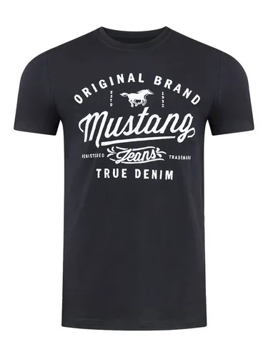 MUSTANG T-Shirt Herren Printshirt Regular Fit (1-tlg) Kurzarm Tee Shirt mit Rundhalsausschnitt aus 100% Baumwolle