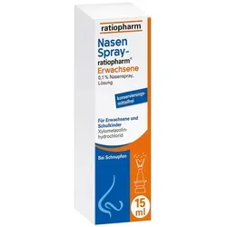 NasenSpray ratiopharm® Erwachsene - Arzneimittel zur Linderung von Schnupfen, erleichtert den Sekretabfluss und sorgt für ein schnelles Abschwellen der Nasenschleimhaut.