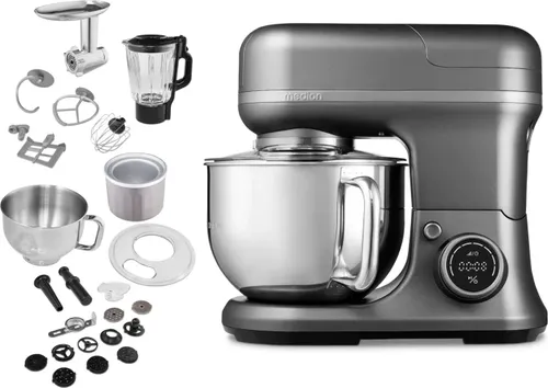 Medion Küchenmaschine Digital mit Eisschüssel 4 in 1 titan (MD 18440)