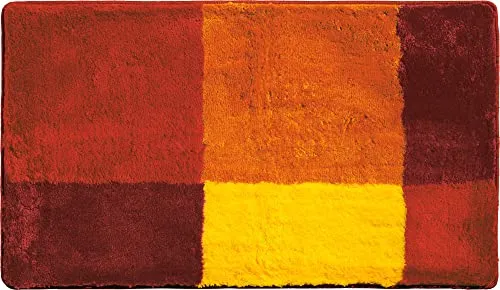 Erwin Müller Badematte Kallithea - Flauschiger Badteppich in Terra, 80x140 cm - Badematte & Badteppiche: Moderner Look mit Karo Grafik-Muster, flauschig weich, schnell trocknend und rutschhemmend. Ideal für Fußbodenheizung!