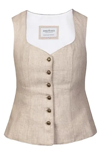 Edelnice Trachtenmode Mieder Korsage Lotta aus hochwertigem Leinen - Elegantes Mieder in edlem Creme, figurbetont und tailliert. Ideal für warme Tage und vielseitig kombinierbar mit Rock oder Hose. Hochwertiges Naturmaterial sorgt für angenehmen Tragekomfort.