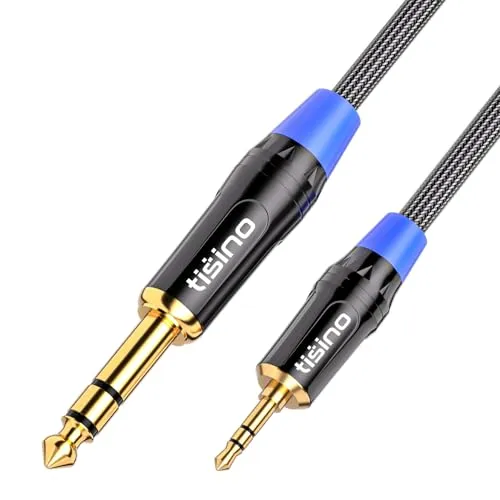 Tisino 3,5mm Klinke auf 6,3mm Klinke Kabel, 6,3 Klinkenstecker auf 3,5 Aux Stereo Audio Kabel Instrumentenkabel für Bassverstärker, Mischpult, Laptop, Gitarre, Klavier, Kopfhörer, Lautsprecher- 3M