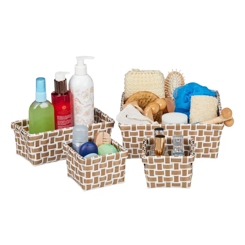 Aufbewahrungskorb geflochten 4er Set Badezimmer Körbchen Bad Aufbewahrung Körbe