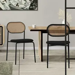 ML-DESIGN Esszimmerstühle im 2er Set - Rattanstuhl mit Rückenlehne - Stühle für Esszimmer, elegantes Design aus pulverbeschichtetem Rattan, ideal für moderne Küchen und Essbereiche.