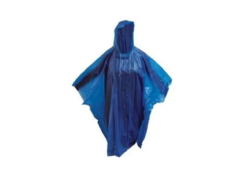 Regenponcho Universal Größe mit Kapuze mit Kordel Blau Abwaschbar Material PEVA