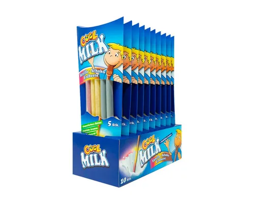 COOL Süßigkeit, Cool Milk Trinkhalm Vanille Schoko Erdbeere 5er 30g 10er Pack