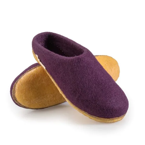 naturling Damen Slipper Hausschuh (flache Pantoffel mit) rutschfeste Kautschuksohle