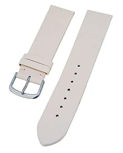 Uhrenhuette Uhrenarmband weiches Kalbslederband Stegbreiten 16mm - 24mm (Creme, 20mm)