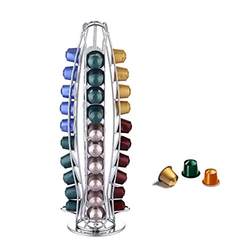 Exzact Kaffeekapselhalter kompatibel für Nespresso (40 x Kapseln) - Ständer für Kaffeekapseln NESPRESSO Kaffeepad - 360° Drehbar und Rutschfest - Kapselhalter/ Kapseldispenser/ Kapselständer