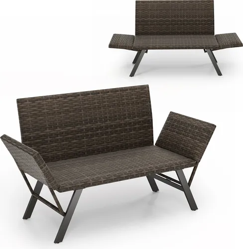 Gartenbank Polyrattan 2-3 Sitzer mit verstellbaren Armlehnen