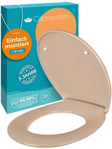 Calmwaters® Premium WC Sitz - Antibakterieller Duroplast, einfache Montage, bis 250 kg - WC-Sitz in Beige-Bahamabeige, antibakteriell, bis 250 kg belastbar und mit einfacher Montage. Hergestellt in der EU, leicht zu reinigen und langlebig.