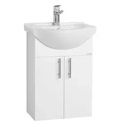 Mid.you Waschtischkombi - 50x81x42 cm, elegante weiße Kunststoff-Konstruktion mit praktischen Drehtüren für Ihr Badezimmer