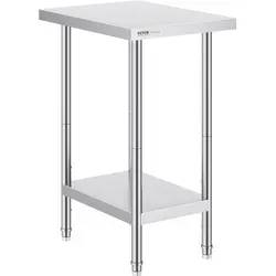 VEVOR Edelstahl Arbeits- und Vorbereitungstisch 61x46cm - Arbeitstisch für Lebensmittelzubereitung, aus langlebigem Edelstahl, ideal für professionelle Küchen. Höhenverstellbar und vielseitig einsetzbar.
