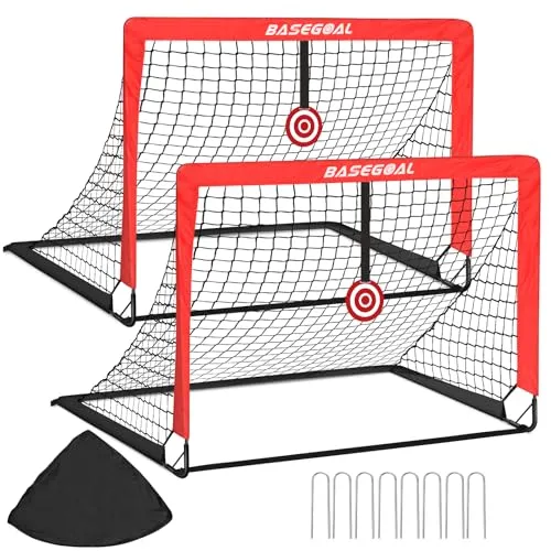 Faltbares Fußballtor für Kinder | Pop-Up Fußballtor mit 2 Bullseye Zielscheiben & Transportbeutel | Mini Fußballtor für Garten, Strand & Reisen | Leichtes Kinder Fußballtor Set 120x90cm