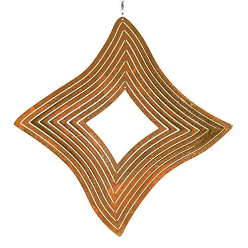 CIM Edelrost Windspiel - Raute 300 - Abmessung: Ø30cm - inkl. Kugellagerwirbel, Haken und Nylonschnur - attraktive Edelrost Dekoration