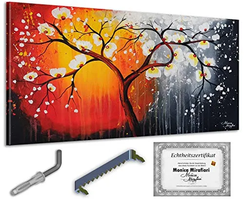 Monica Mirafiori I 100% HANDGEMALT I Gemälde Abstract Poppy 140x70cm | Gemälde Handgemalt | Acrylgemälde | Sehr Großes Acrylbild I Moderne Kunst I Kunstbilder