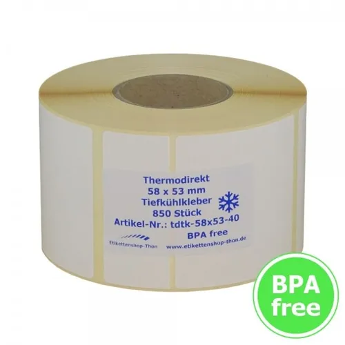 Thermoetiketten Tiefkühlkleber - 58 x 53 mm - 850 Stück - für BIZERBA BPA frei