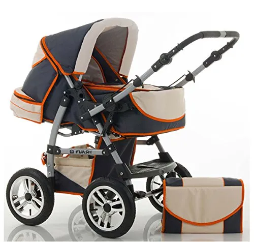 dein_babyladen Kombi-Kinderwagen Flash 2 in 1 - Standardkinderwagen mit Babywanne und Sportsitz, bis 4 Jahre nutzbar. Inkl. umfangreichem Zubehör wie Fußsack und Wickeltasche, geprüft nach EN1888 für höchste Sicherheit.