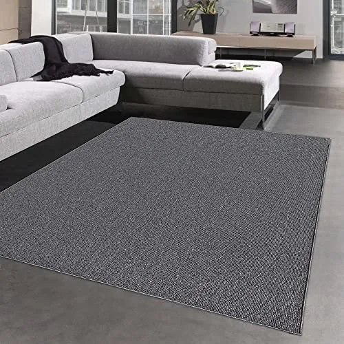 Carpetia Flachgewebter Teppich für Eingang & Diele – Einfarbig Anthrazit - Praktischer, strapazierfähiger Teppich für stark frequentierte Bereiche. Mit flachem Flor von 4 mm, pflegeleicht und schmutzabweisend, ideal für Flure und Eingänge. Perfekt für den täglichen Einsatz.