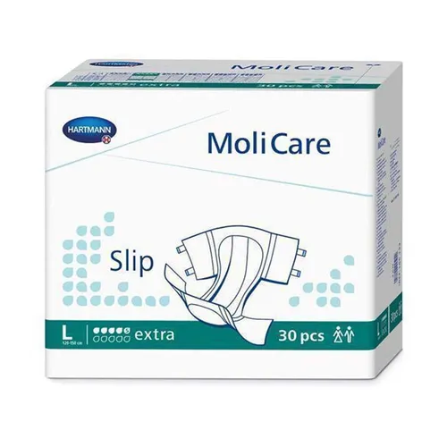MoliCare Slip extra L, 30 Stück - Inkontinenzhilfen für mittlere bis starke Inkontinenz, atmungsaktiv mit geruchsbindendem Ultra-Saugkern für langanhaltende Trockenheit und Komfort.