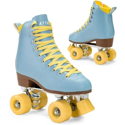 Produktbild ATTABO Rollschuhe Mädchen Cascada Größe 37 EU Ökoleder Obermaterial Belüftung Aluminium Kufe 82A Räder Roller Skates mit Zehenschutz und Sicheres Bremsen