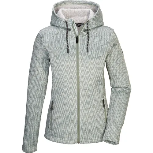 killtec KOW 5 WMN Knitted Fleece Jacket helles salbei (00741) 46 - Funktionsjacken in modischer Melange Optik mit verstellbarer Kapuze und Comfort-Stretch für höchsten Tragekomfort – ideal für aktive Tage und gemütliche Abende.