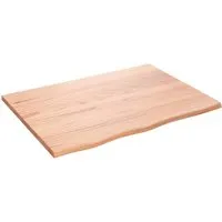 vidaXL Hellbraune Tischplatte 80x60 cm aus massivem Eichenholz - Zubehör für Möbel: Hochwertige, behandelte Tischplatte aus massivem Eichenholz, handgefertigt mit Naturkante für einen einzigartigen Look. Ideal zur Auffrischung deines Tisches im Wohn- oder Gewerbebereich.