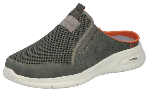 RIEKER Clog in khaki, Gr. 41 - Bequemer Sommerschuh aus Lederimitat mit seitlichen Stretcheinsätzen für optimalen Tragekomfort, ideal für den Sommer und entspannte Tage zu Hause.