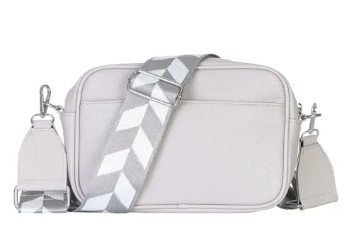 MATY FASHION Damen Tasche kleine Handtasche mit breiten Riemen Schulter Crossbody Bag moderne Umhängetasche 2528 (Hellgrau)