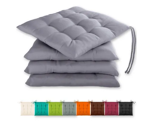 Gräfenstayn Stuhlkissen Sitzkissen 40x40cm Haltebänder Indoor Outdoor, robustes Sitzkissen für Indoor & Outdoor, mit Haltebändern