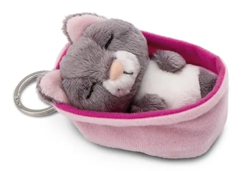 Schlüsselanhänger Sleeping Pets Katze grau 8cm