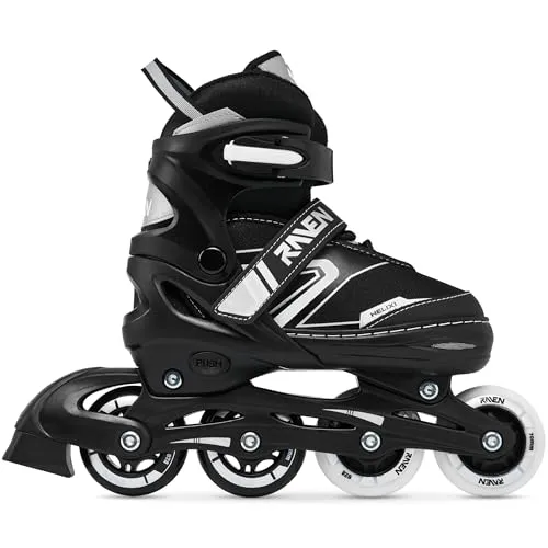 RAVEN Inline Skates Inliner für Kinder Erwachsene verstellbar (Helixi Black/Grey, 38-42 (24,5cm-26,5cm))