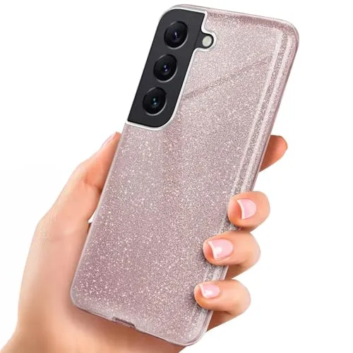 ONEFLOW Glitter Case für Samsung Galaxy S22 Plus Glitzer Handyhülle mit Kameraschutz, Stylische Hülle Glitzernd, Dünne TPU Schutzhülle für Damen, Glitzerhülle Qi kompatibel, Rosa