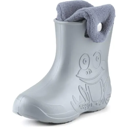 Ladeheid EVA Kinder Gummistiefel gefüttert - Regenstiefel für Jungen und Mädchen (Grau, 34/35 EU) - Gummistiefel für Kinder, gefüttert für Wärme und Komfort an kalten Tagen. Leicht an- und auszuziehen, ideal für aktive Kids und hält die Füße trocken.