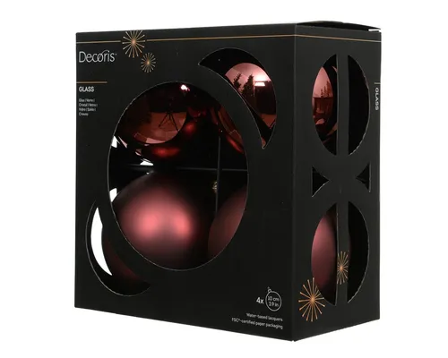 Kaemingk Weihnachtsbaumkugel, Weihnachtskugeln Glas 10cm 4 Stück - Kastanienbraun