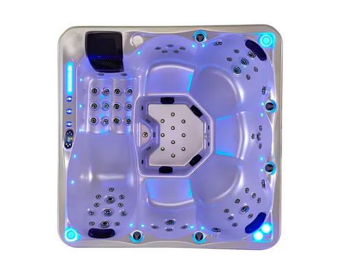 Outdoor-Spa Whirlpool Massagebad Hot Tub 190x190 cm - Genießen Sie entspannende Momente in diesem eleganten Whirlpool mit LED-Beleuchtung. Maße: 190 x 190 x 83 cm, aus hochwertigem Acryl gefertigt, ideal für entspannende Stunden im Freien.