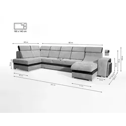 Robin Milan Ecksofa mit Schlaffunktion 2X Bettkasten 7X Kopfstützen 2X Hocker Sofa L-Form Schlafsofa Freistehende Eckcouch Schlafcouch Wohnzimmerm...