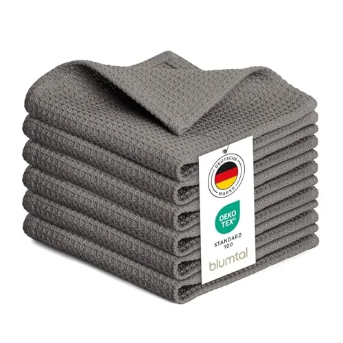 Blumtal® Geschirrtücher 30x30 cm im 6er Set - 100% Baumwolle, bei 60 °C waschbar - Geschirrhandtücher & Abtrockentücher für die Küche - Grau