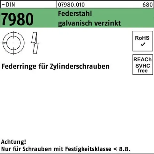 100er PACK(Stk)  007980001000200000 Federring DIN 7980 f.Zylinderschrauben 20 Fe