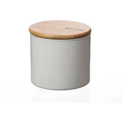 Vorratsdose S - Vorratsglas mit Bambusdeckel - 0,7 Liter - D: 11cm - H: 10cm - weiß - Weiß