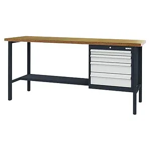 Simplaflex Werkbank CL6004KW20, 200 x 96 x 60cm - Robuste Werkbank mit 4 Schubladen, Traglast bis 800 kg, ideal für Profi- und Hobbywerkstätten. Made in Germany, mit 4 Jahren Herstellergarantie.
