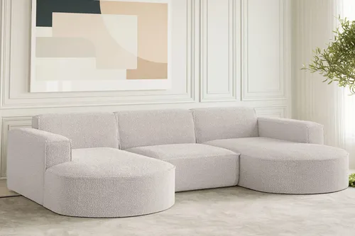 Kaiser Möbel MODENA Ecksofa Designer U-Form in Creme - Ecksofa MODENA in U-Form, hochwertiger LOOP-Stoff für Komfort und Langlebigkeit, ideal für gemütliche Stunden im Wohnzimmer.