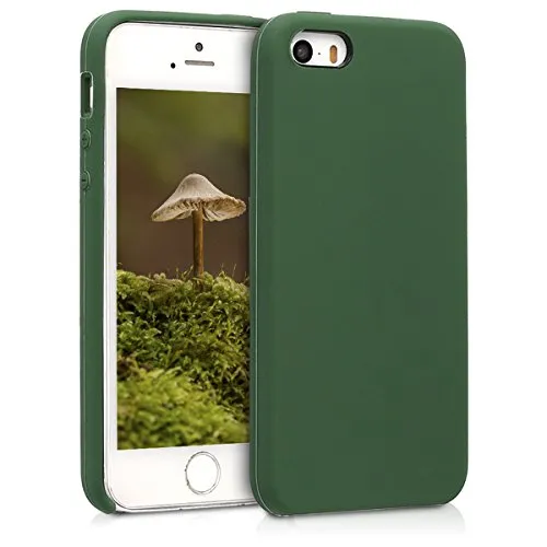 kwmobile Handyhülle für Apple iPhone SE (1.Gen 2016) / iPhone 5 / iPhone 5S Hülle - Case Silikon - Kabelloses Laden - Schutzhülle Cover in Dunkelgrün