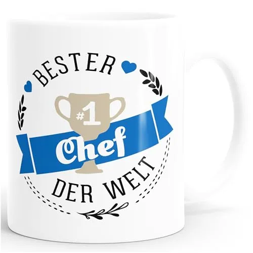 Kaffee-Tasse bester Chef der Welt Geschenk für Chef MoonWorks® weiß unisize