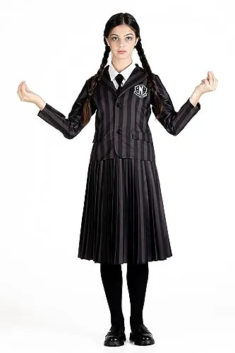 Ciao- Wednesday Addams Nevermore Academy school uniform costume disguise fancy dress girl official Wednesday (Size M)