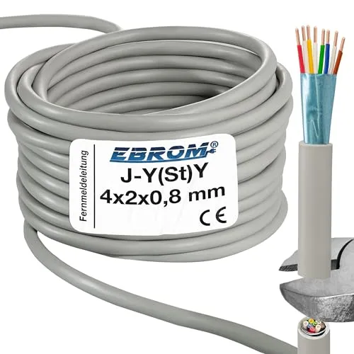 EBROM Fernmeldeleitung Telefonkabel J-Y(St) Y 4x2x0,8 mm geschirmt - 15 m