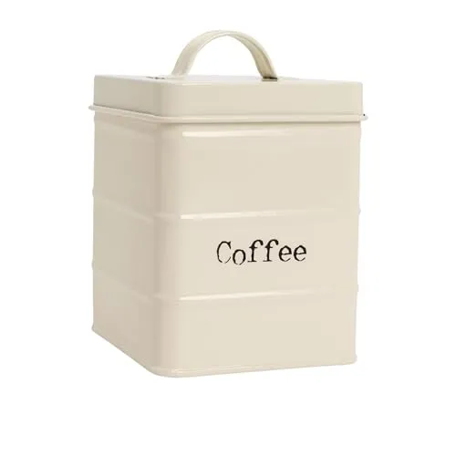 Harbour Housewares Metall-Kaffeekanister - Creme - 1 Stück - Retro-Küchenaufbewahrung, geerdeter Kaffeedose, Konservendose, Dosenbehälter, Gläser, luftdichter Deckel